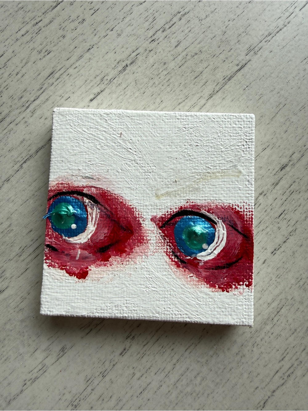 Abstract Eye Pair Canvas Wall Art - Red and Blue